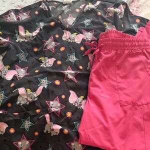 Disney Dumbo Scrub Set - Black and Pink